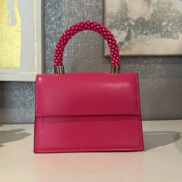 Zara Handbags - Zara Pink Beaded Handle Bag